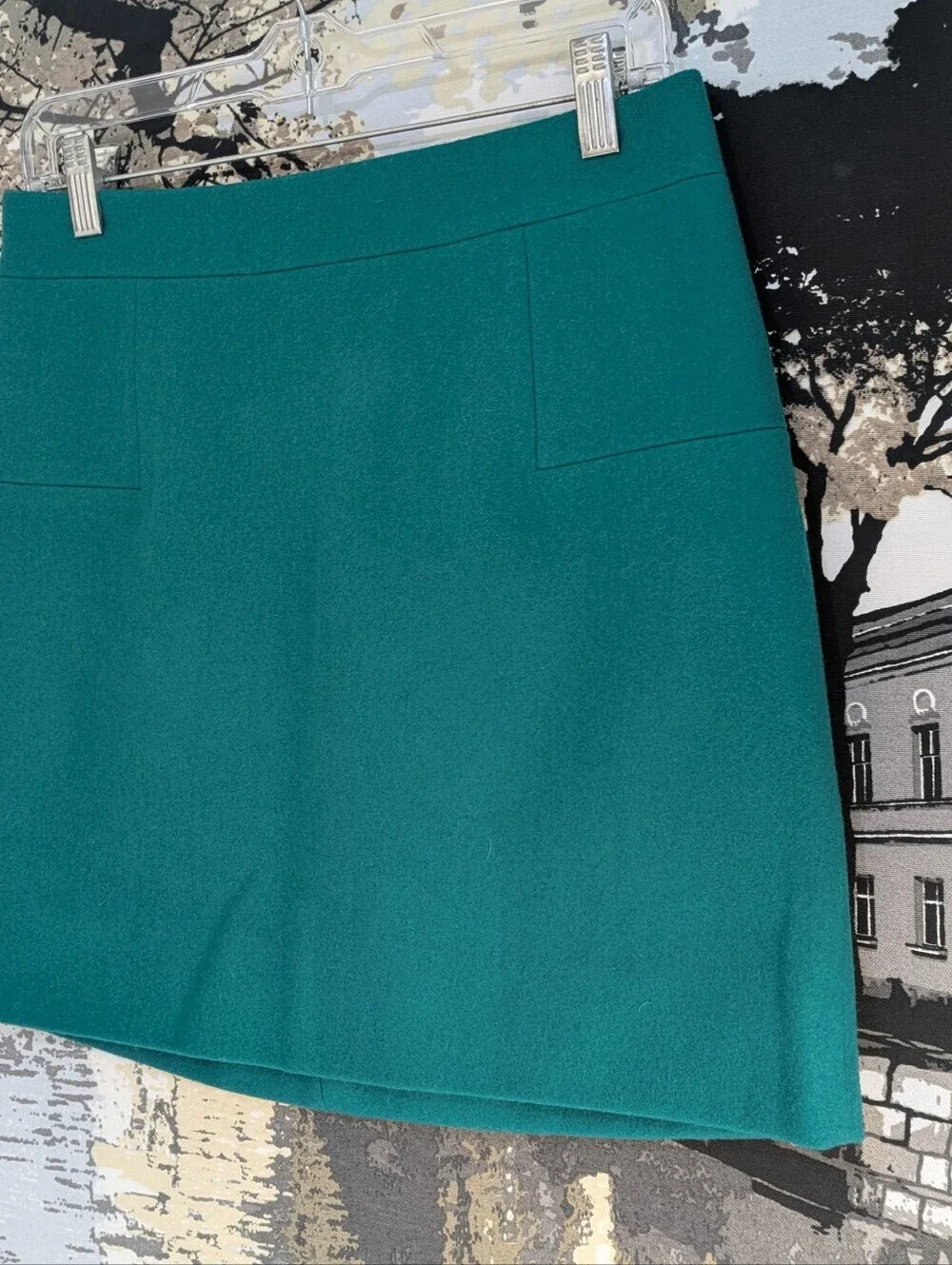 J. Crew Skirt Womens Emerald Green Wool Blend Zip Back Lined Sz 6 Business EUC